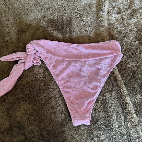 NWT Remy Brook Pink Glitter Side Tie Bikini Bottom - Picture 6 of 7